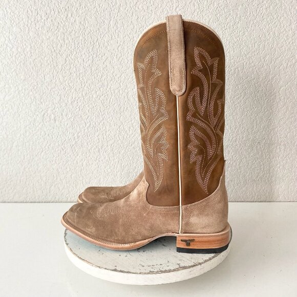 Lane SARATOGA Womens Square Toe Cowboy Boots 10 Latte Suede Western Cowgirl - Picture 4 of 11